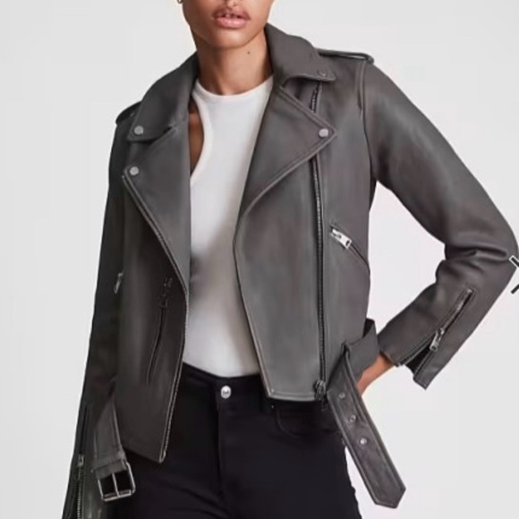 All Saints Jackets & Blazers - AllSaints Balfern leather biker jacket in grey